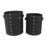 Set of 2 Round Pots, Recyled Tires, Black - Large
