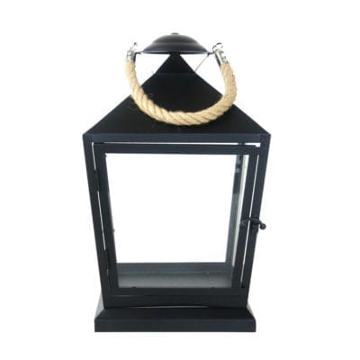 Lantern w/Rope, Black - Small