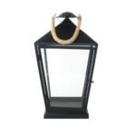 Lantern w/Rope, Black - Medium