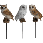 Owl on Pole, Resin, 3 Asst. Styles