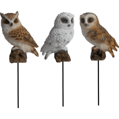 Owl on Pole, Resin, 3 Asst. Styles