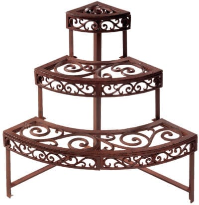 Quarter Round ?tag?re, Cast Iron, Antique Brown