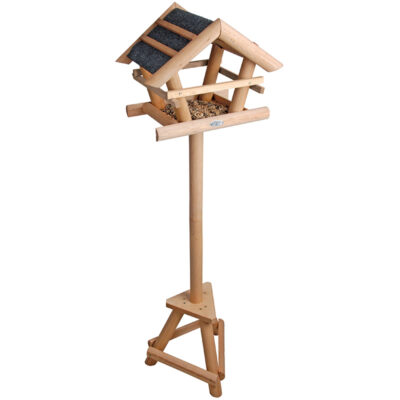 Bitumen Bird Table on Pole, Wood/Asphalt