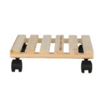 Square Blonde Wood Plant Trolley
