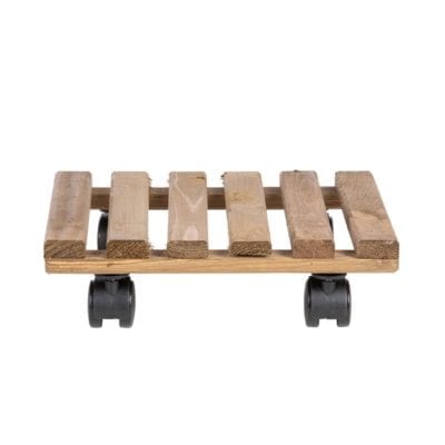 Square Medium Wood Plant Trolley