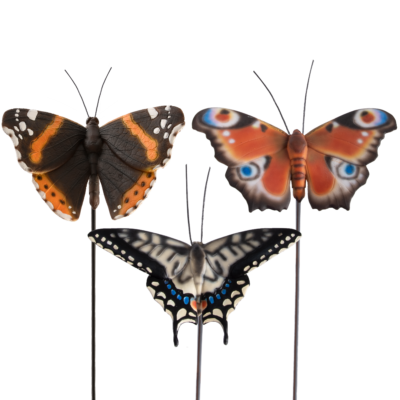 Butterfly on Pole, 3 Asst. Styles, Resin