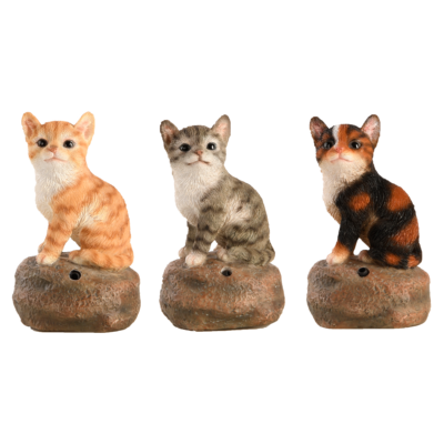 Motion-Sensor Welcome Cats, 3 Asst. Styles, Resin