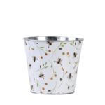 Bee Print Round Zinc Flower Pot