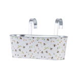 Bee Print Oval Zinc Flower Pot w/Hooks