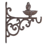 Bird Feeder w/Bracket, Cast Iron, Antique Brown - Small