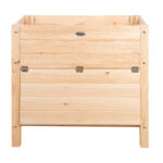 Raised Planter Bed w/Storage Compartment, Light Wood