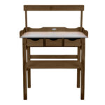 Potting Table w/Rack, Wood, Brown