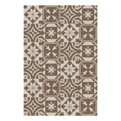 Portugese Tile Rectangular Garden Carpet, Reversible