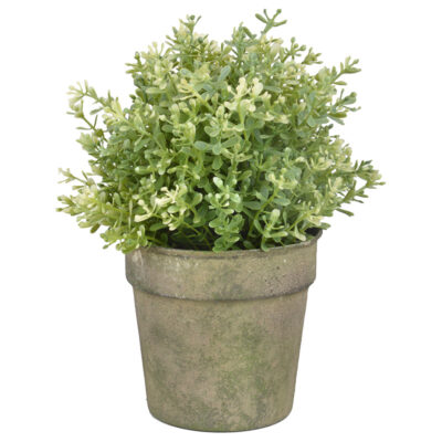 Aged Metal Flower Pot, Green