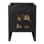 Square Wildlife Fire Basket, Black