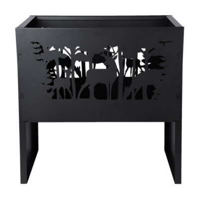 Rectangular Wildlife Fire Basket, Black