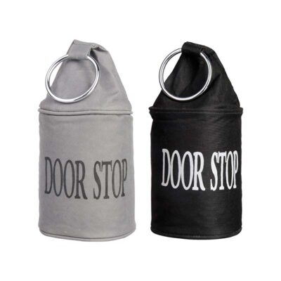Fabric Door Stop w/Ring, Canvas, Black/Gray, 2 Asst. Colors