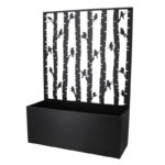 Bird Design Planter w/Trellis, Metal, Black
