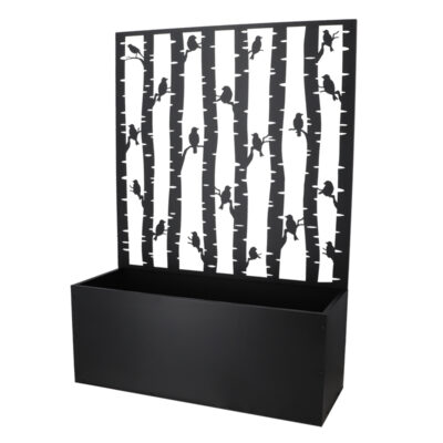 Bird Design Planter w/Trellis, Metal, Black