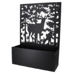 Deer Design Planter w/Trellis, Metal, Black