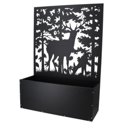Deer Design Planter w/Trellis, Metal, Black