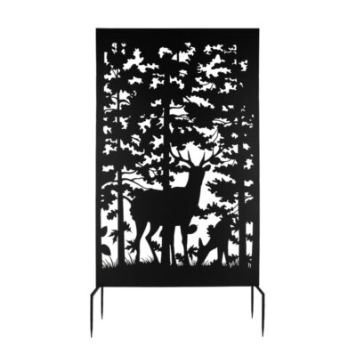 Deer Design Privacy Screen, Metal, Black