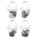 Farm Animal Bucket, Black/White, 4 Asst. Styles