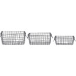 Set of 3 Rectangular Wire Baskets w/Handles - Small
