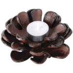 Open Pinecone Tealight Holder, Cast Iron, Antique Brown
