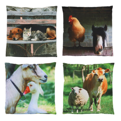 Outdoor Cushion Farm Animals, 4 Asst. Styles - Small