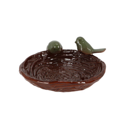 Birds on Nest Bird Bath, Ceramic