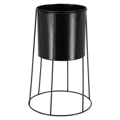 Flower Pot on Stand, Black