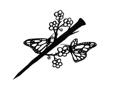 Butterfly Tree Pinch, Metal, Black