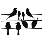 Birds on a Wire Window Sticker, Vinyl, Black