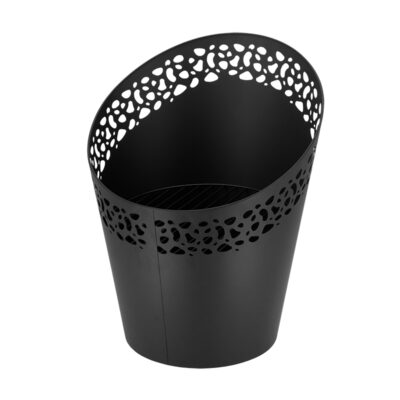 Fire Bucket w/Laser Cut Bubbles, Steel, Black