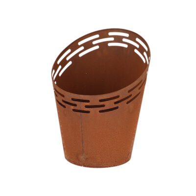 Fire Bucket w/Laser Cut Lines, Steel, Rust
