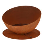 Sloping Fire Bowl on Disc, Steel, Rust