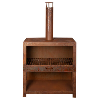 Terrace Heater w/Wood Storage, Steel, Rust - Large
