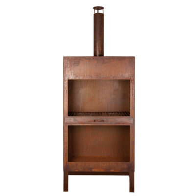 Terrace Heater w/Wood Storage, Steel, Rust - X Large