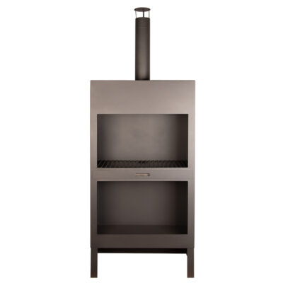 Terrace Heater w/Wood Storage, Steel, Black - X Large