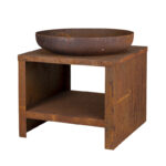 Fire Bowl w/Wood Storage, Steel, Rust - Small