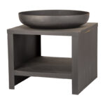 Fire Bowl w/Wood Storage, Steel, Black - Small
