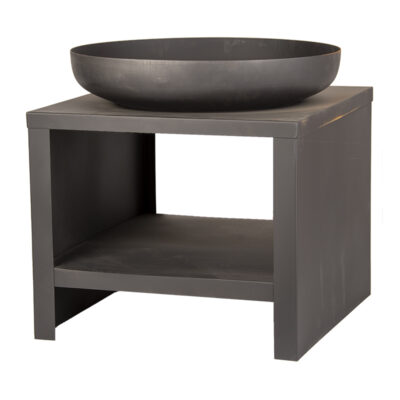 Fire Bowl w/Wood Storage, Steel, Black - Small