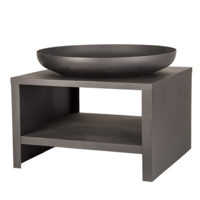 Fire Bowl w/Wood Storage, Steel, Black - Medium