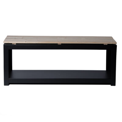 Rectangular Bench w/Wood Storage, Steel/Wood