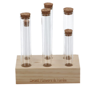 Flower & Herb 6 Pc. Test Tube, Wood/Glass