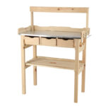 Potting Table w/Rack, Wood/Zinc, Natural