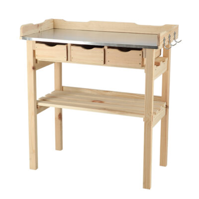 Potting Table, Wood/Zinc, Natural