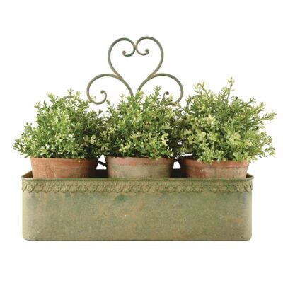 Aged Metal Wall Planter, Green