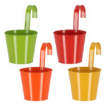 Shades of Nature Flower Pot w/Hook, 4 Asst. Colors